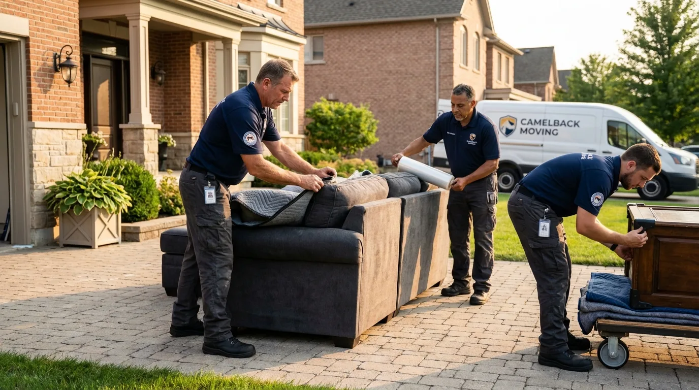 Large estate moving crew wrapping furniture in Midway, KY